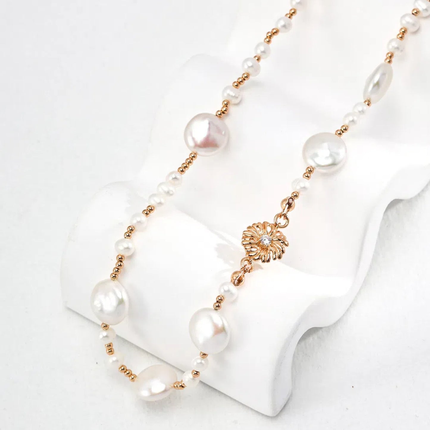 Blossom Series Sterling Silver Pearl Necklace