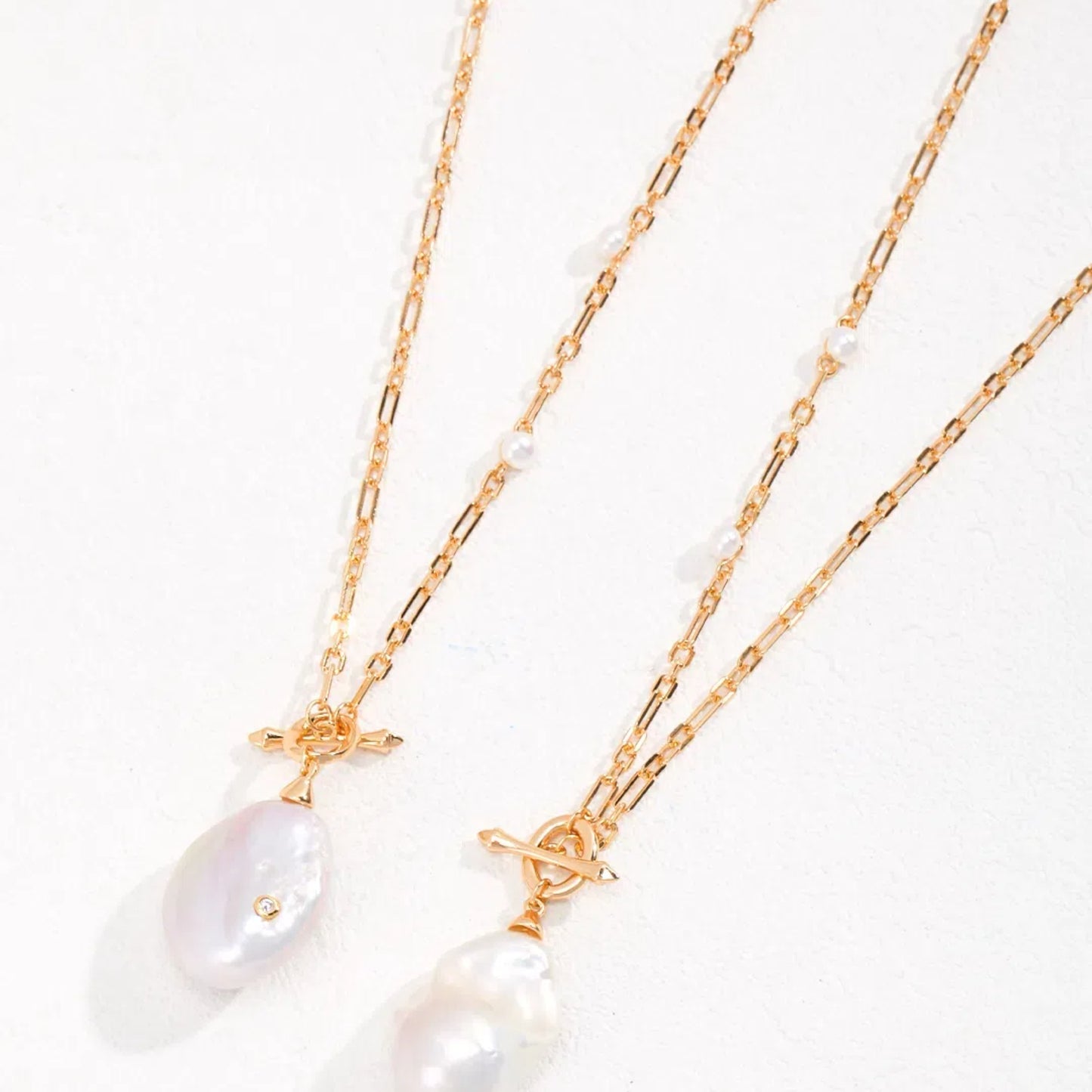 Sterling Silver Baroque Pearl Long Necklace